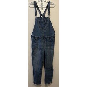 Planet Motherhood Maternity Denim Overalls Large Adjustable Strap Stretch Blue